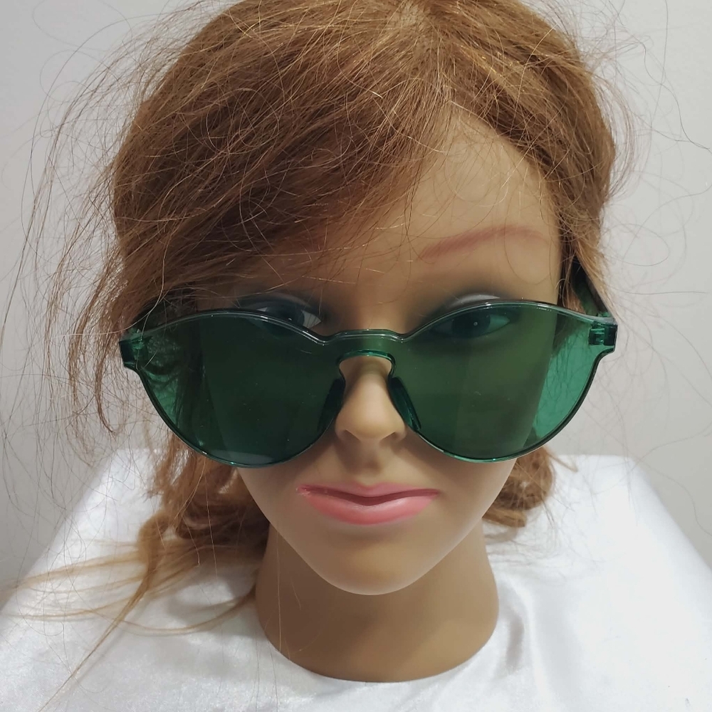 Sunglasses Green Frame Transparent Green Lens